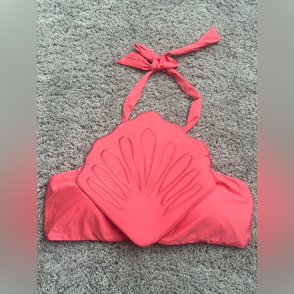 NWT new medium Anthropologie Farm Rio sea shell swim top halter tie coral pink - Picture 3 of 14
